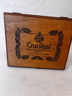 Cruz Real Wooden Cigar Box Rustic Storage Decor San Andres Mexico